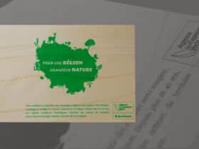 Sérigraphie "Pour une région grandeur nature" sur plaque de bois