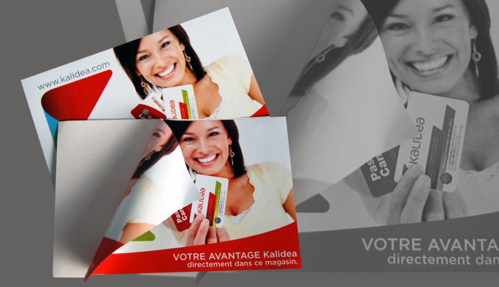 Impression adhésif de vitre pour magasin : carte avantage kalidea