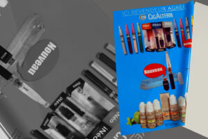 Autocollant vitrine publicitaire pour des points de vente de cigarette électronique