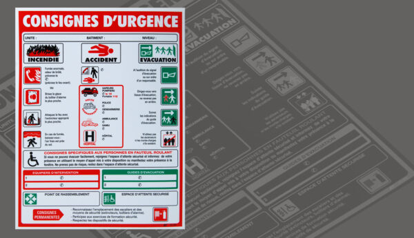 Plaque sécurité industrielle : consigne d'urgence