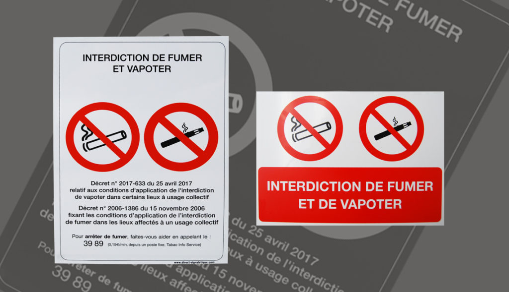 Sérigraphie d'étiquettes autocollantes "interdiction de fumer et de vapoter" pour les EPR