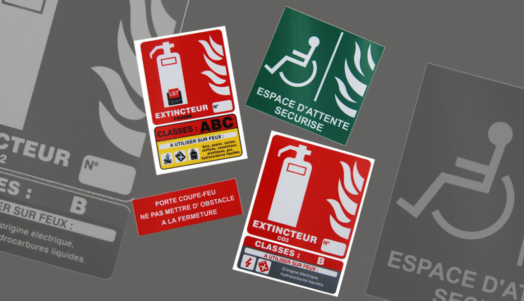 Sérigraphie de panneaux sécurité : PMR, incendie, porte coupe feu